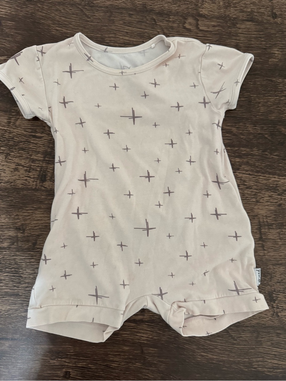 The Simple Seed Baby Romper 12-18M Bamboo Cotton Neutral Cross Print